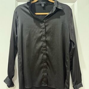 Daclur Women's Black Button Down Shirt